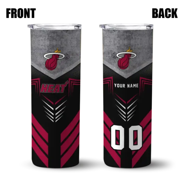 customized miami heat hexagon honeycomb red black skinny tumbler fashion forward.webp