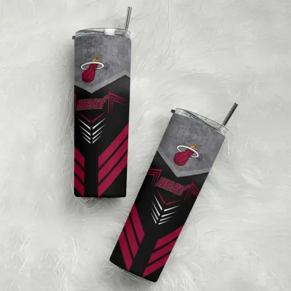 customized miami heat hexagon honeycomb red black skinny tumbler top rated.webp