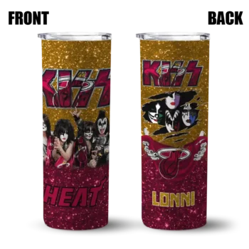 customized miami heat kiss band yellow skinny tumbler fashion forward.webp