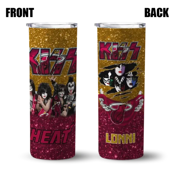 customized miami heat kiss band yellow skinny tumbler fashion forward.webp