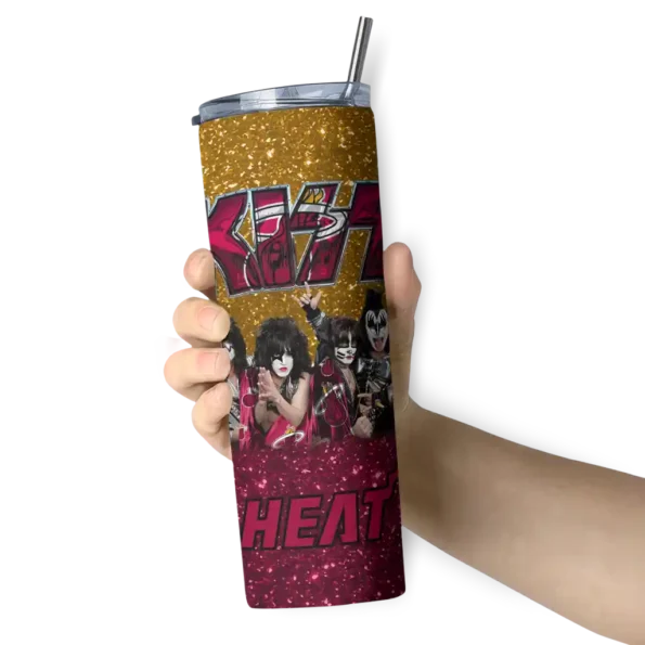 customized miami heat kiss band yellow skinny tumbler premium grade.webp