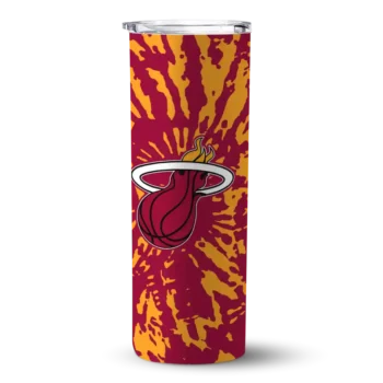 customized miami heat metallic grid red skinny tumbler best selling 1.webp