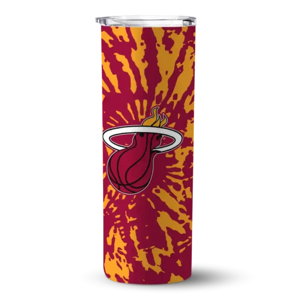 customized miami heat metallic grid red skinny tumbler best selling 1.webp