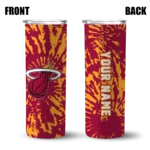 customized miami heat metallic grid red skinny tumbler best selling 1.webp
