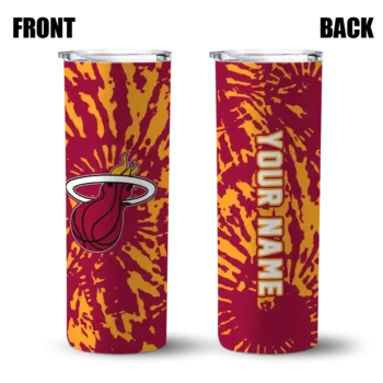 customized miami heat metallic grid red skinny tumbler fashion forward.webp