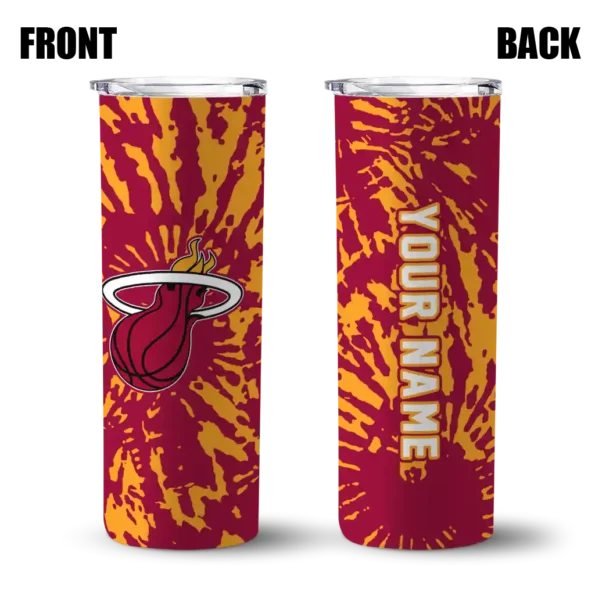 customized miami heat metallic grid red skinny tumbler fashion forward.webp