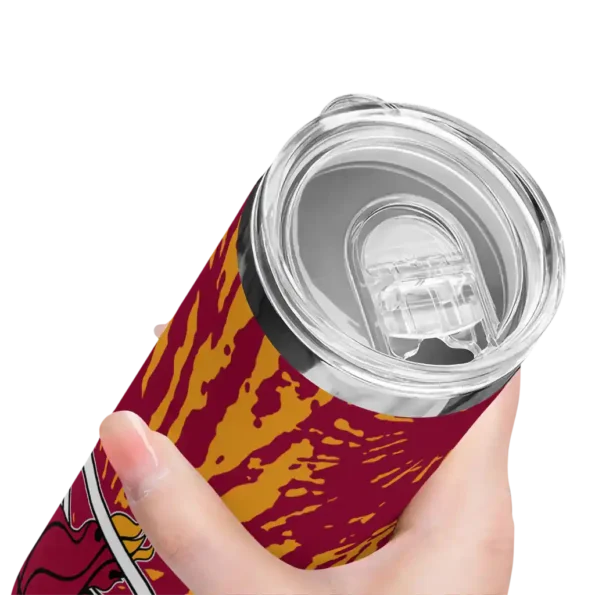customized miami heat metallic grid red skinny tumbler high quality.webp
