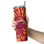 customized miami heat metallic grid red skinny tumbler best selling 1.webp