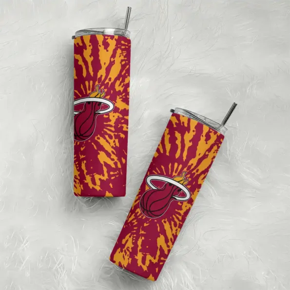 customized miami heat metallic grid red skinny tumbler top rated.webp
