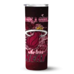customized miami heat rose romance red black skinny tumbler best selling 1.webp