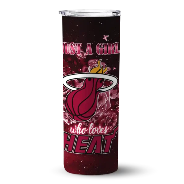 customized miami heat rose romance red black skinny tumbler best selling 1.webp