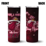 customized miami heat rose romance red black skinny tumbler best selling 1.webp