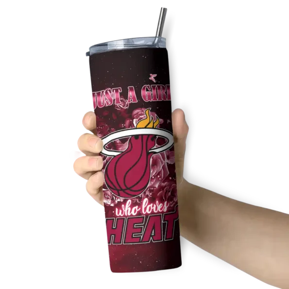 customized miami heat rose romance red black skinny tumbler premium grade.webp