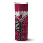 customized miami heat sparkle drip red skinny tumbler best selling 1.webp