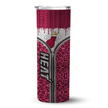 customized miami heat sparkle drip red skinny tumbler best selling 1.webp