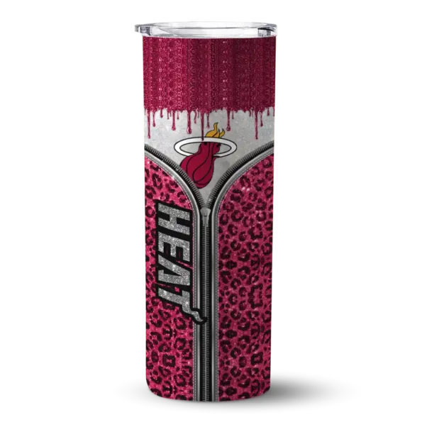 customized miami heat sparkle drip red skinny tumbler best selling 1.webp