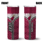 customized miami heat sparkle drip red skinny tumbler best selling 1.webp