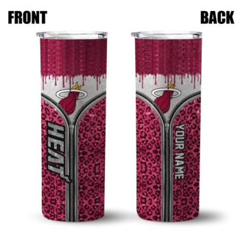customized miami heat sparkle drip red skinny tumbler fashion forward.webp