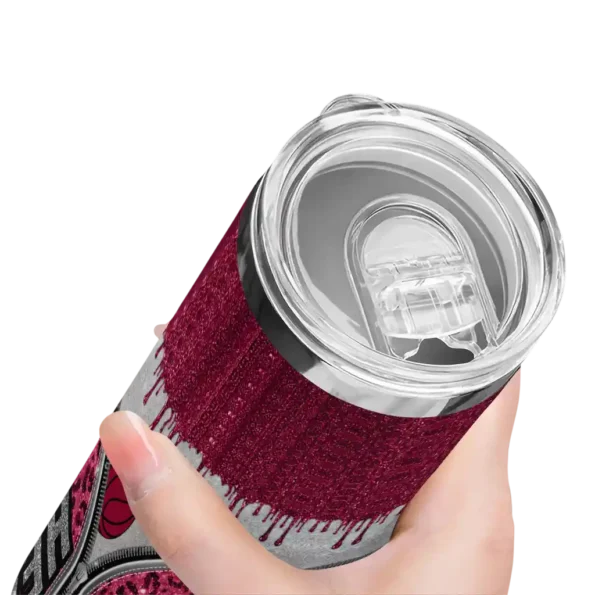 customized miami heat sparkle drip red skinny tumbler high quality.webp