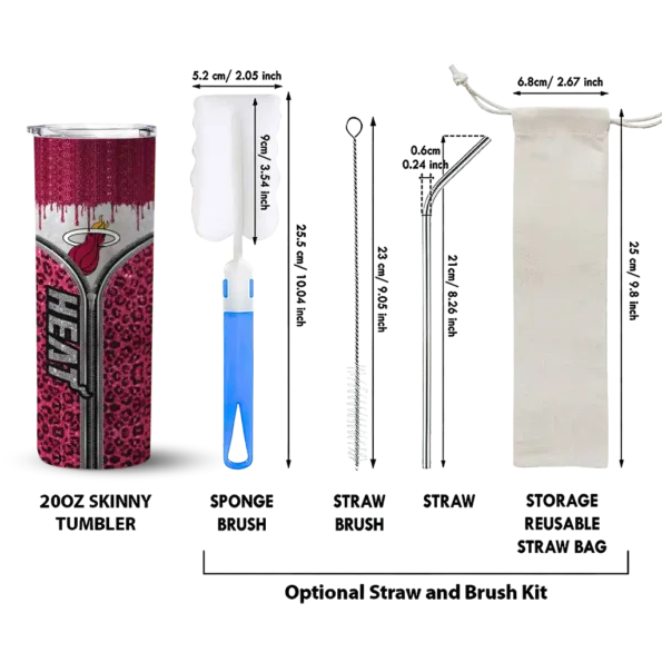 customized miami heat sparkle drip red skinny tumbler new arrival.webp