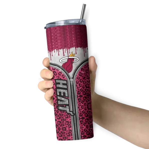 customized miami heat sparkle drip red skinny tumbler premium grade.webp