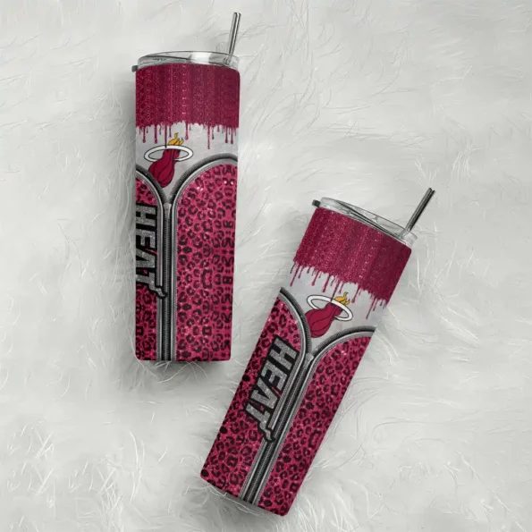 customized miami heat sparkle drip red skinny tumbler top rated.webp