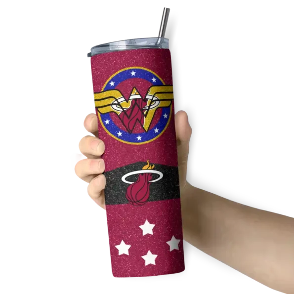 customized miami heat star cluster red skinny tumbler premium grade.webp