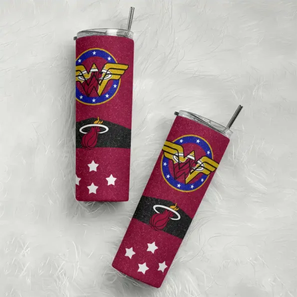 customized miami heat star cluster red skinny tumbler top rated.webp