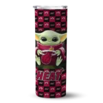 customized miami heat yoda cozy red black skinny tumbler best selling 1.webp