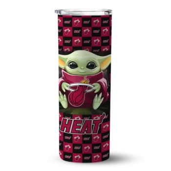 customized miami heat yoda cozy red black skinny tumbler best selling 1.webp