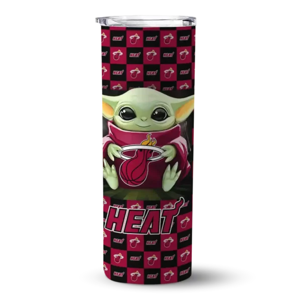 customized miami heat yoda cozy red black skinny tumbler best selling 1.webp