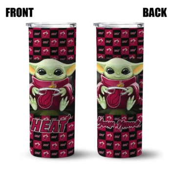 customized miami heat yoda cozy red black skinny tumbler fashion forward.webp
