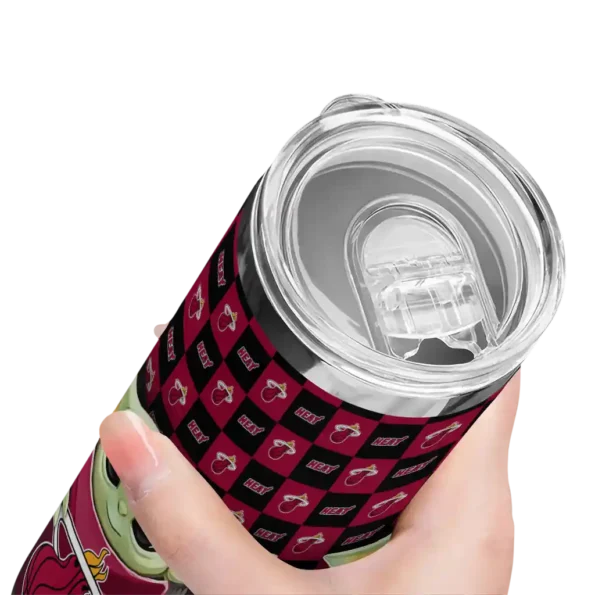 customized miami heat yoda cozy red black skinny tumbler high quality.webp