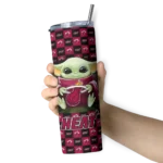customized miami heat yoda cozy red black skinny tumbler best selling 1.webp