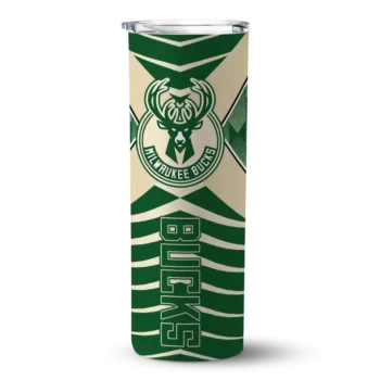 customized milwaukee bucks camo texture green skinny tumbler best selling 1.webp