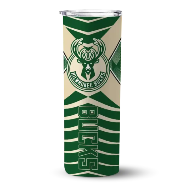 customized milwaukee bucks camo texture green skinny tumbler best selling 1.webp