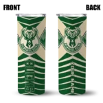 customized milwaukee bucks camo texture green skinny tumbler best selling 1.webp