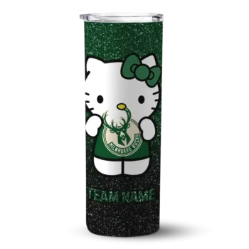 customized milwaukee bucks hello kitty green black skinny tumbler best selling 1.webp
