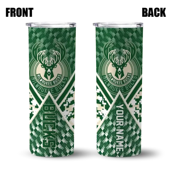 customized milwaukee bucks monogram burst green white skinny tumbler fashion forward.webp