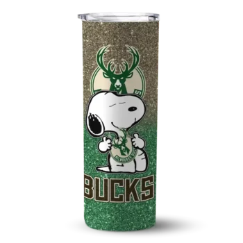 customized milwaukee bucks snoopy attitude green skinny tumbler best selling 1.webp