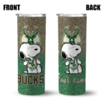 customized milwaukee bucks snoopy attitude green skinny tumbler best selling 1.webp