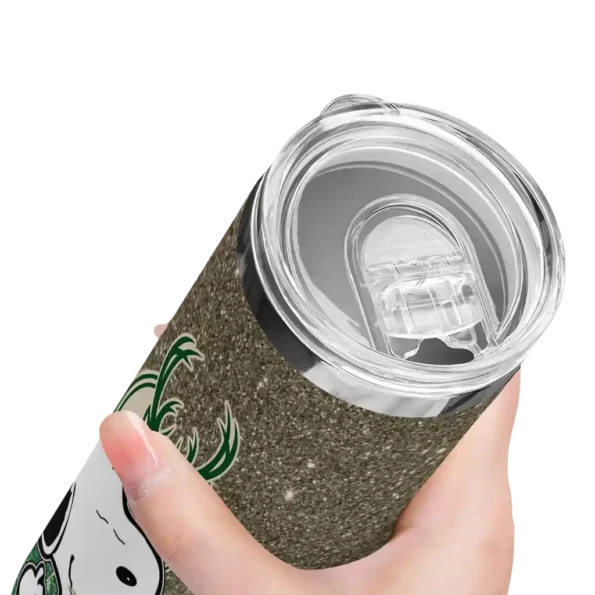 customized milwaukee bucks snoopy attitude green skinny tumbler high quality.webp