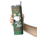 customized milwaukee bucks snoopy attitude green skinny tumbler best selling 1.webp