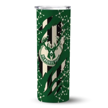 customized milwaukee bucks star pop green black skinny tumbler best selling 1.webp