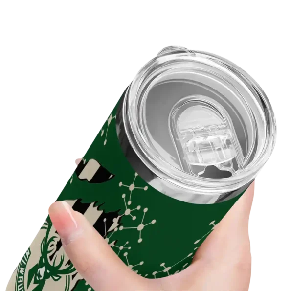 customized milwaukee bucks star pop green black skinny tumbler high quality.webp