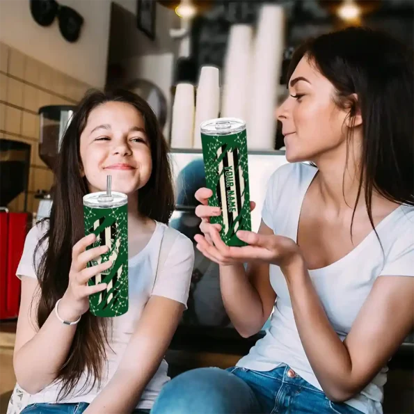 customized milwaukee bucks star pop green black skinny tumbler trendy.webp