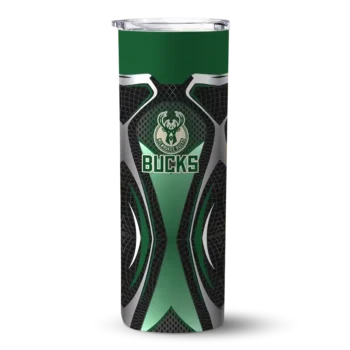customized milwaukee bucks superman emblem green black skinny tumbler best selling 1.webp