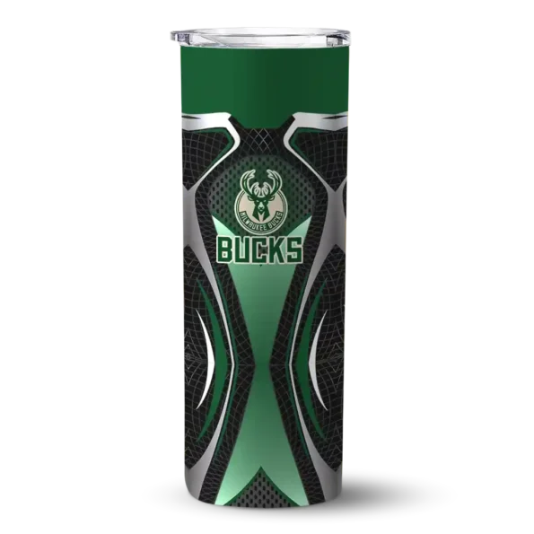 customized milwaukee bucks superman emblem green black skinny tumbler best selling 1.webp