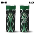customized milwaukee bucks superman emblem green black skinny tumbler best selling 1.webp