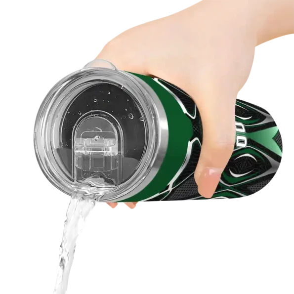 customized milwaukee bucks superman emblem green black skinny tumbler latest model.webp